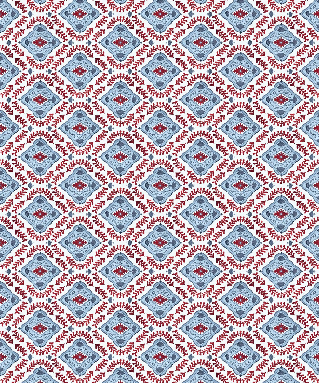 Mandalay Decorative Textile Wallpaper, Raspberry