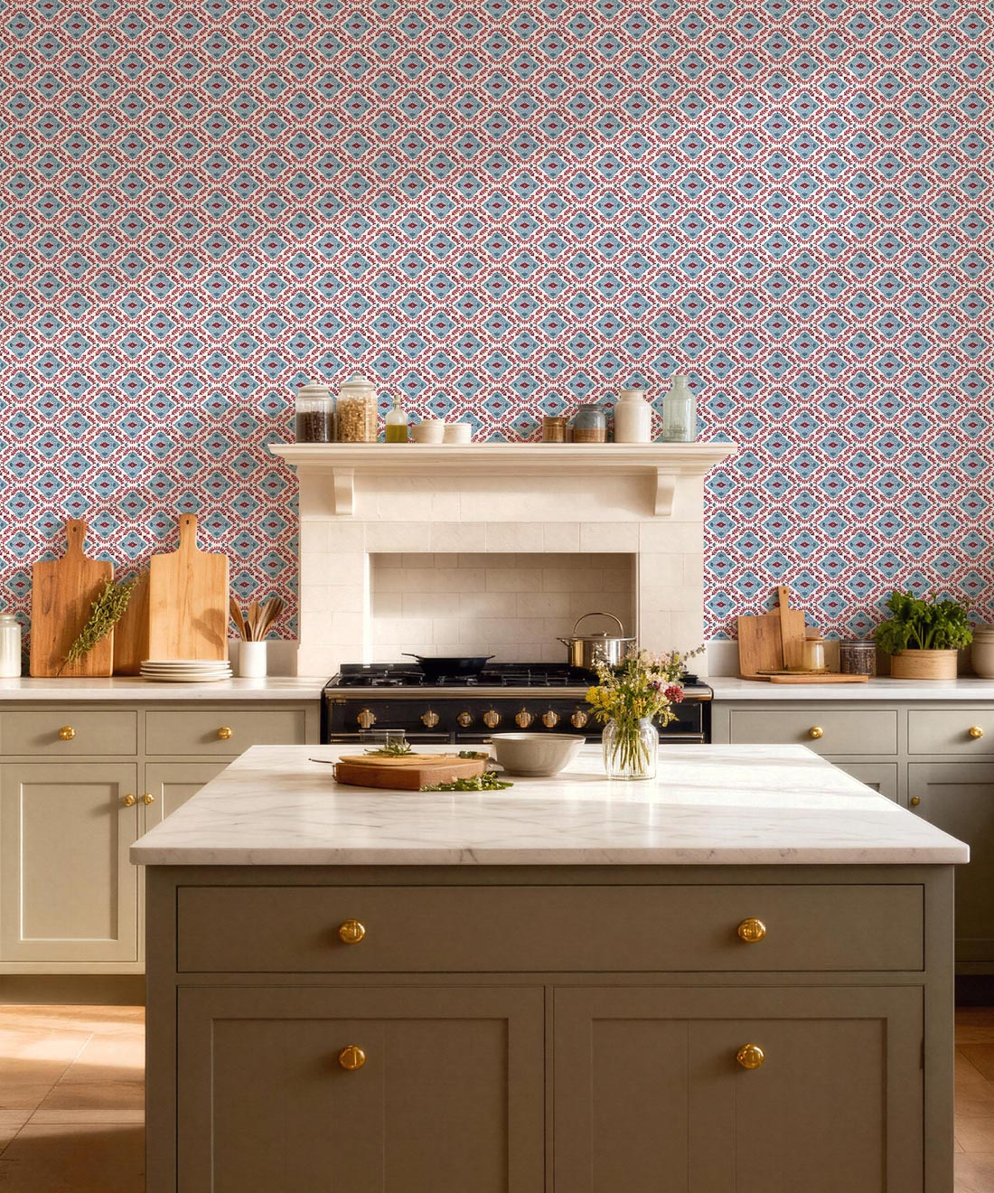 Mandalay Decorative Textile Wallpaper, Raspberry