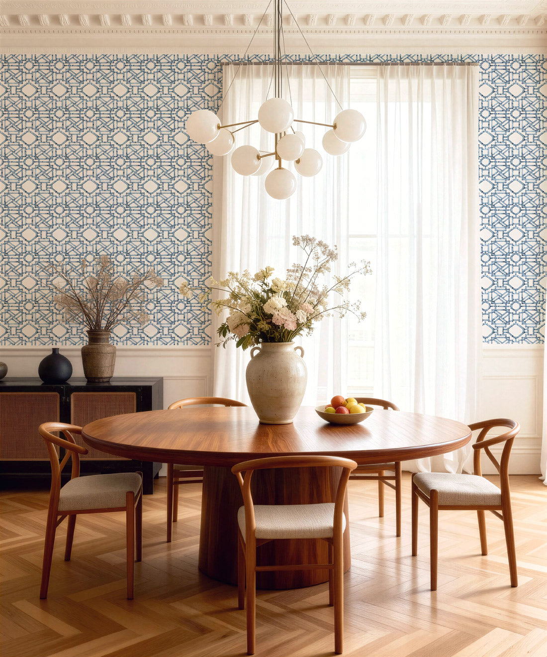 Mustique Decorative Textile Wallpaper, Blue