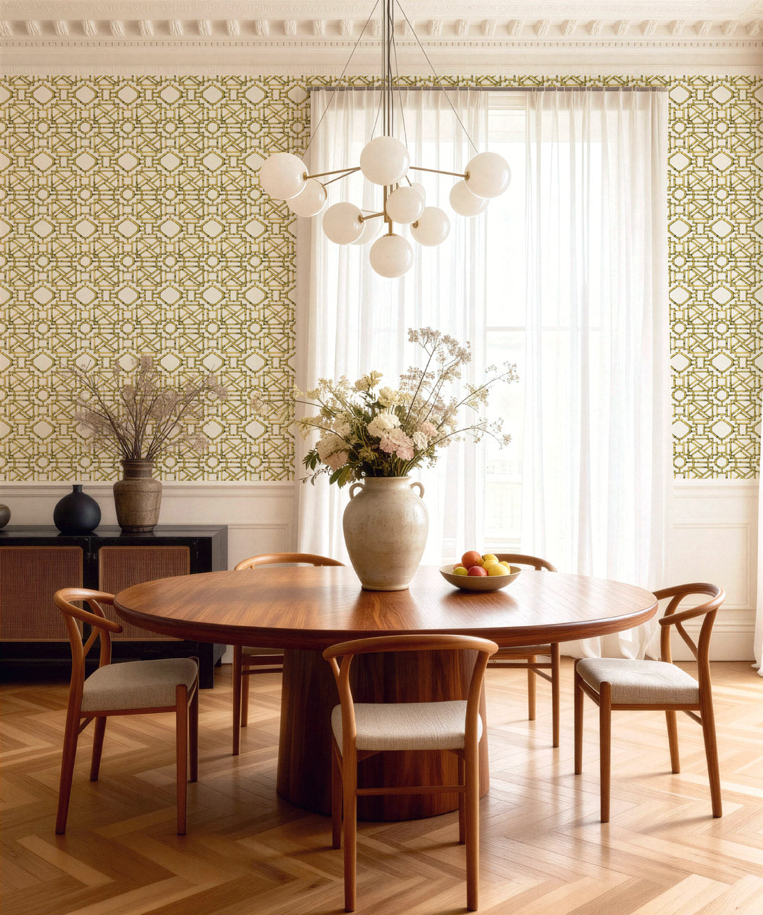 Mustique Decorative Textile Wallpaper, Mustard