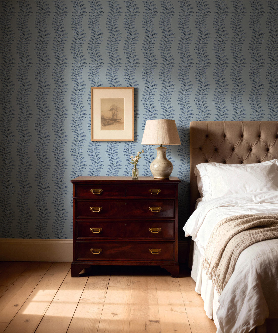 Orleans Decorative Textile Wallpaper, Marine