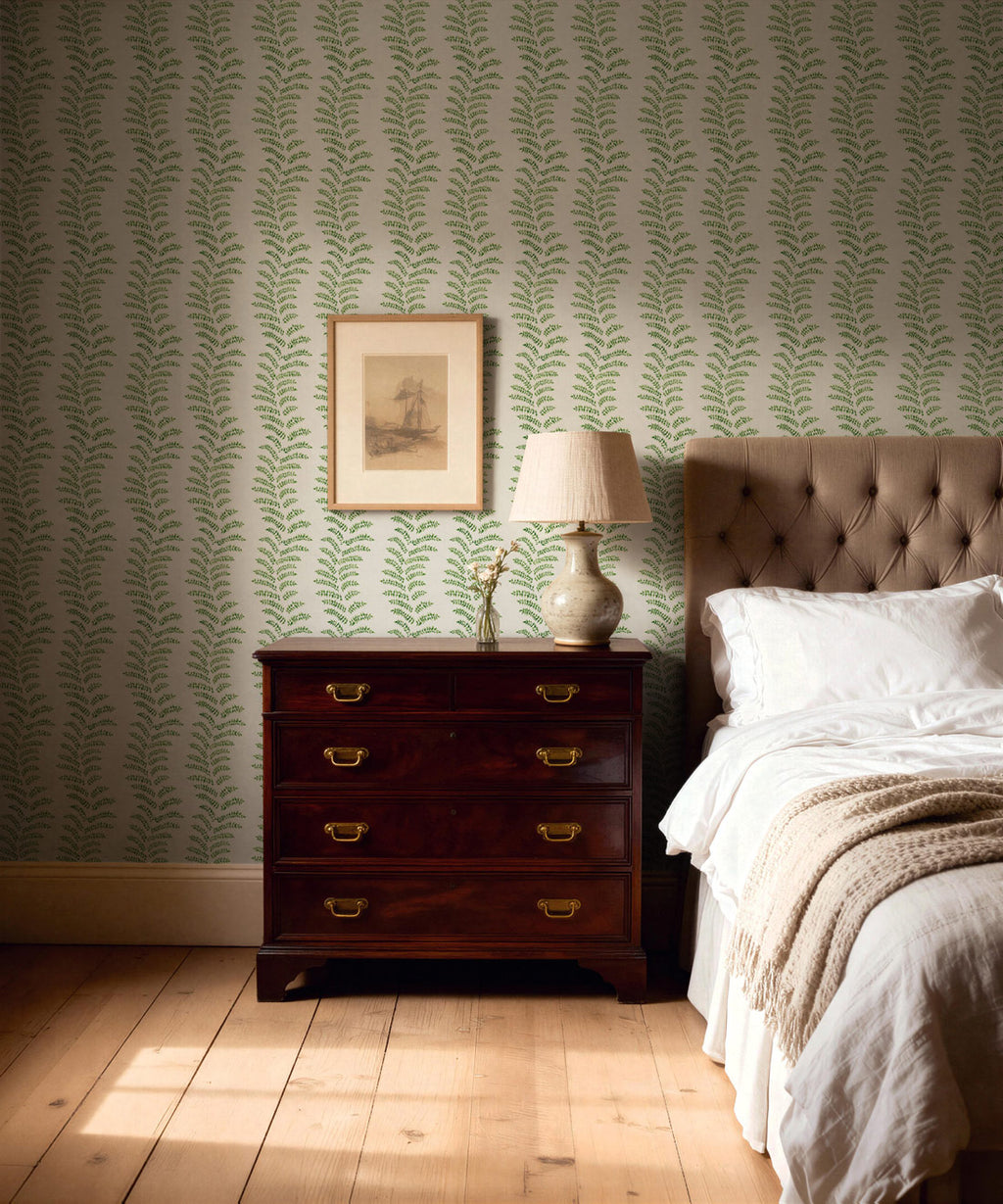 Orleans Decorative Textile Wallpaper, Moss