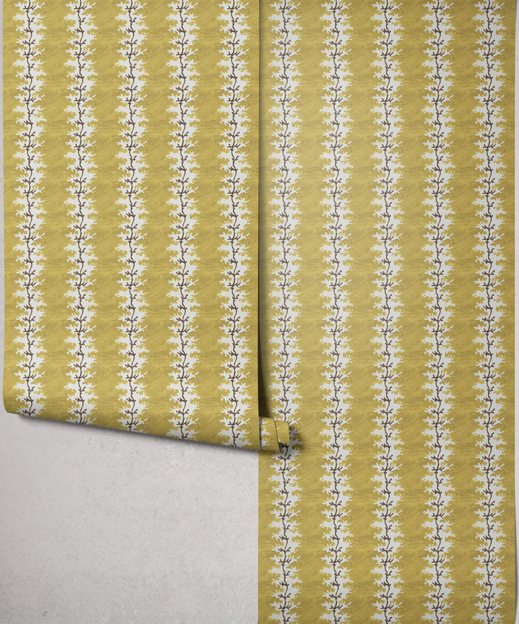 Winslow Decorative Textile Wallpaper, Mustard