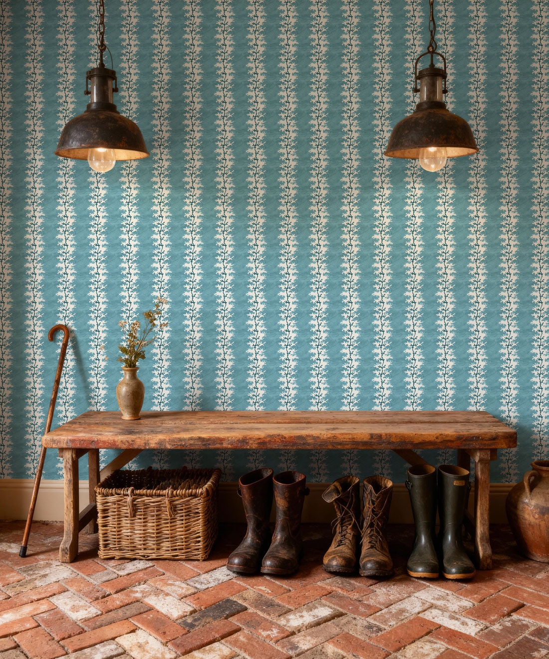 Winslow Decorative Textile Wallpaper, Peacock
