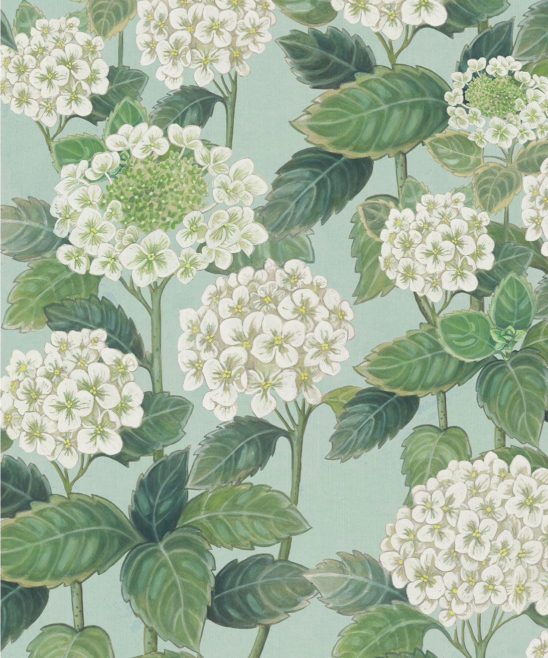 Hydrangea Garden Decorative Textile Wallpaper, Blue Water