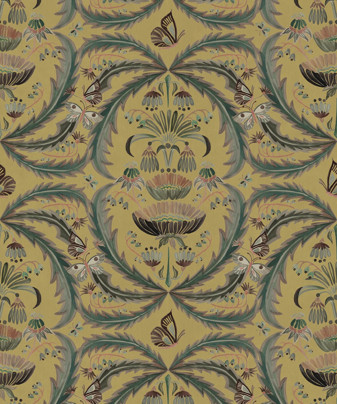 Magical Mariposa Decorative Textile Wallpaper, Gold