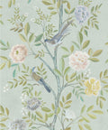 Chinoiserie Decorative Textile Wallpaper, Aqua