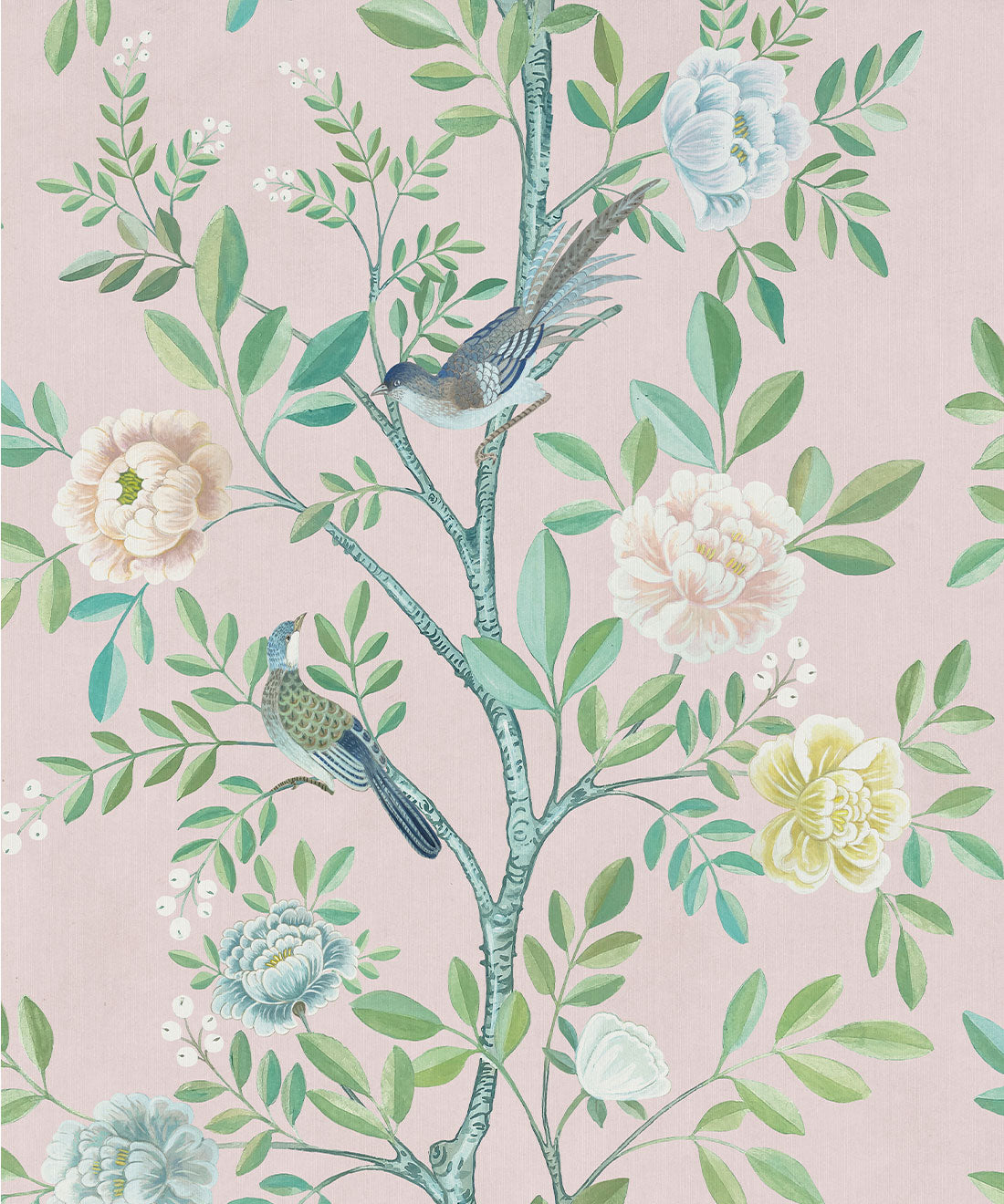 Chinoiserie Decorative Textile Wallpaper, Blush