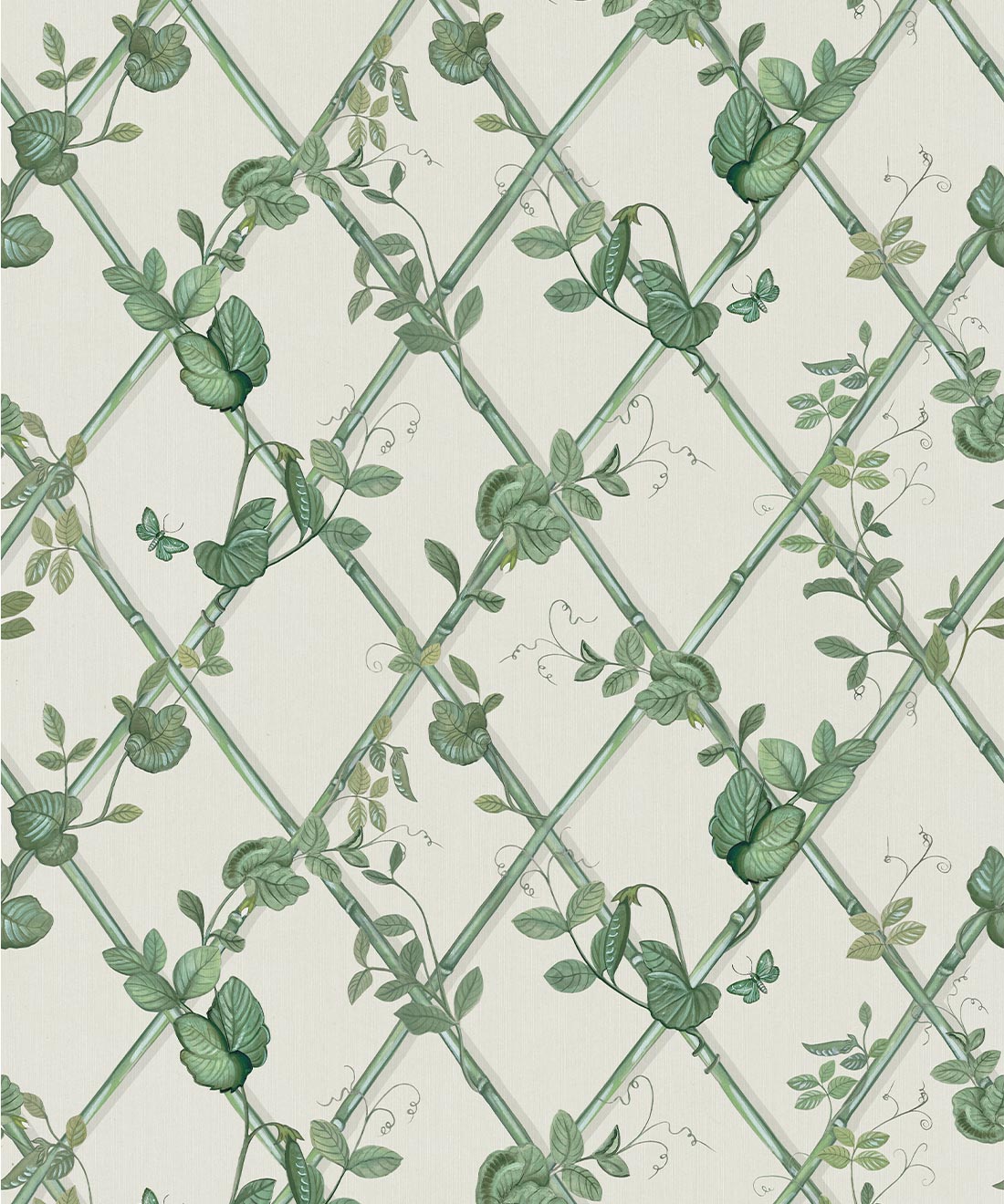 Petite Ivy Decorative Textile Wallpaper, Irish Linen and Green