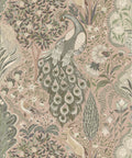 Peacock Garden Decorative Textile Wallpaper, Antique Rose