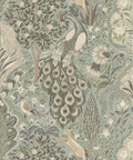 Peacock Garden Decorative Textile Wallpaper, Duck Egg