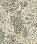 Peacock Garden Decorative Textile Wallpaper, Linen