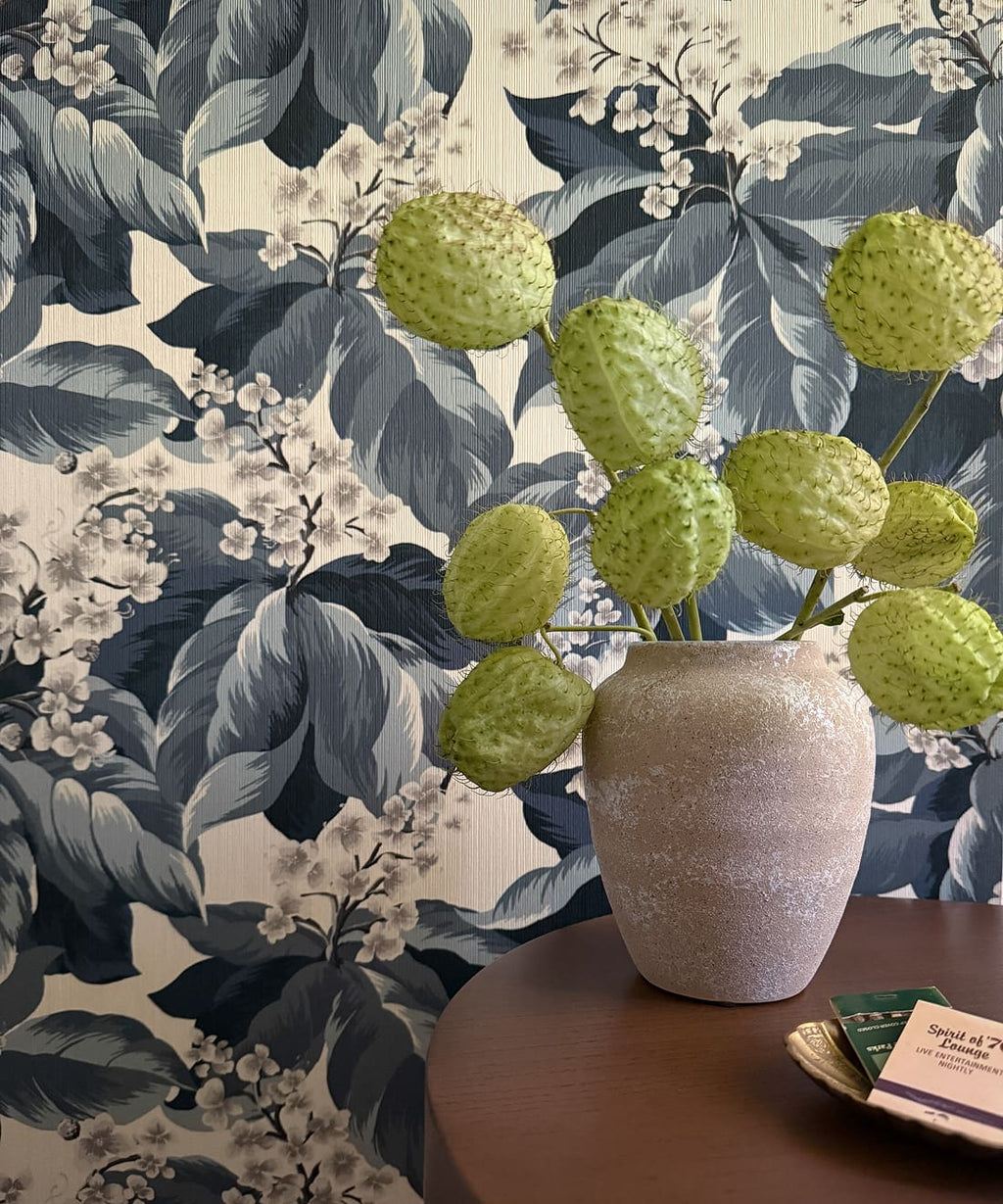 Horse Chestnut Decorative Textile Wallpaper, Indigo