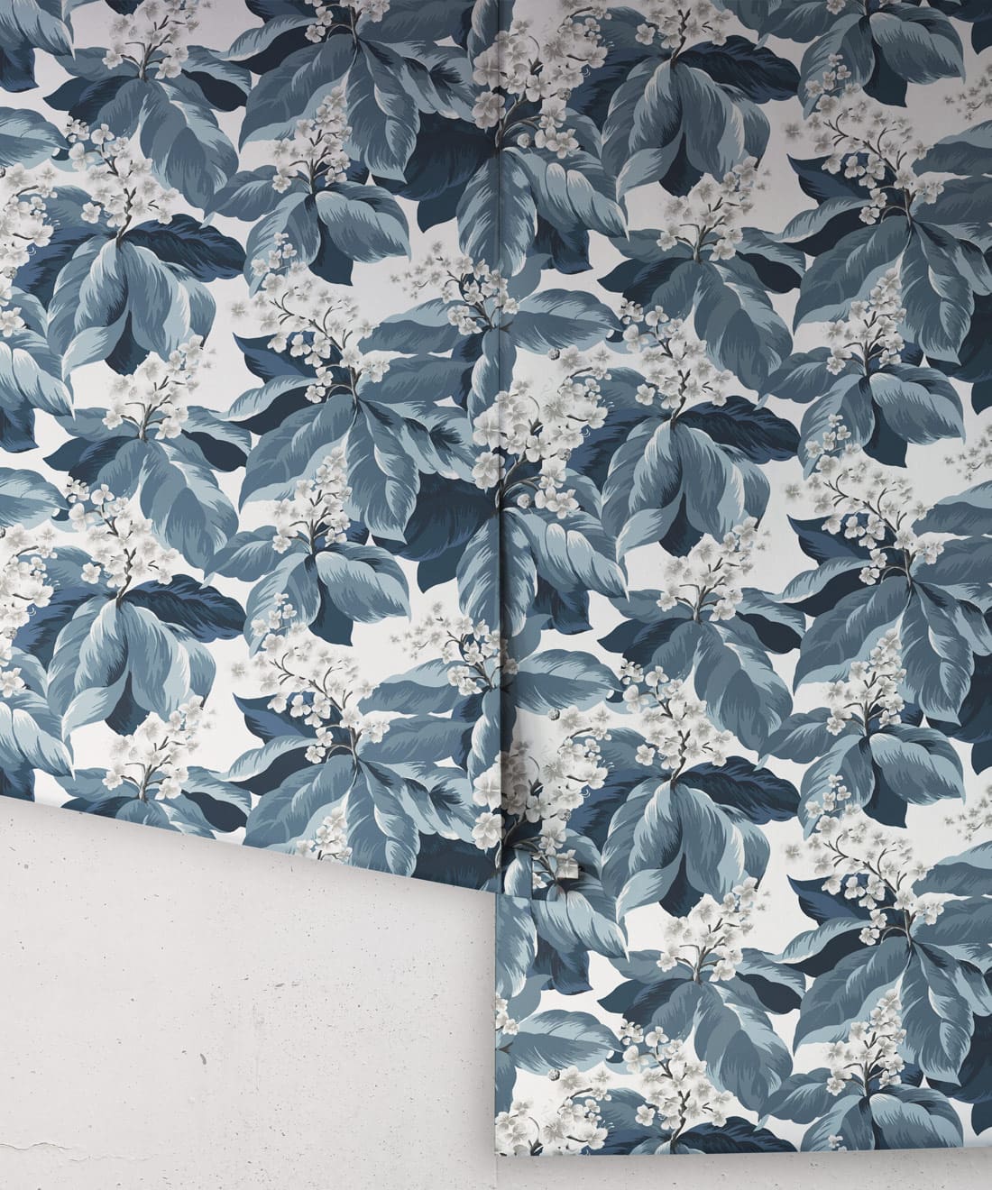 Horse Chestnut Decorative Textile Wallpaper, Indigo