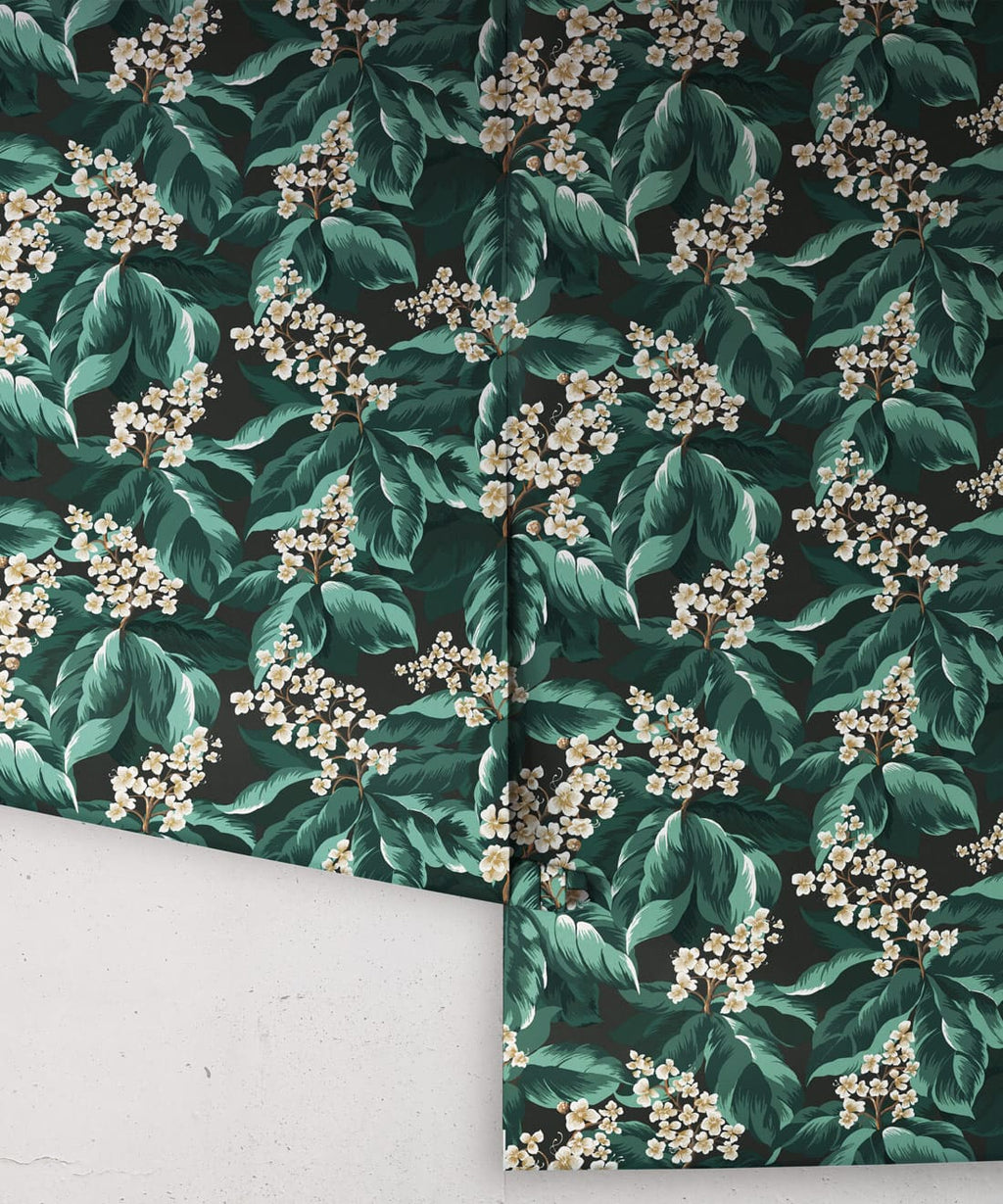 Horse Chestnut Decorative Textile Wallpaper, Lagoon