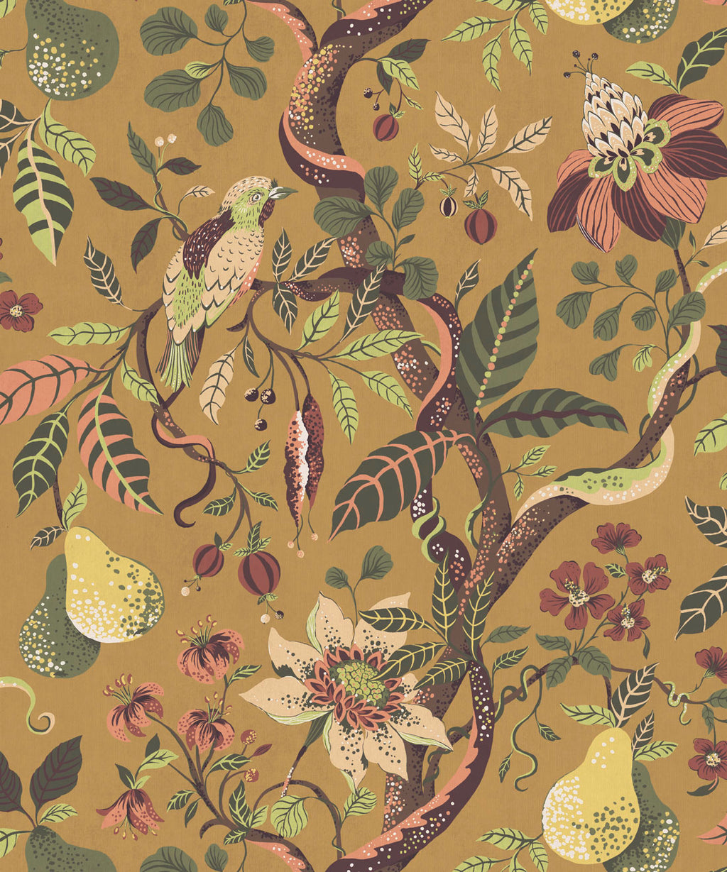 Pear Tree Decorative Textile Wallpaper, Ochre