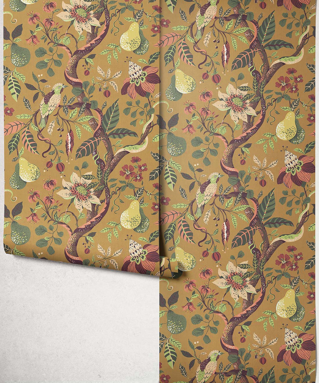 Pear Tree Decorative Textile Wallpaper, Ochre