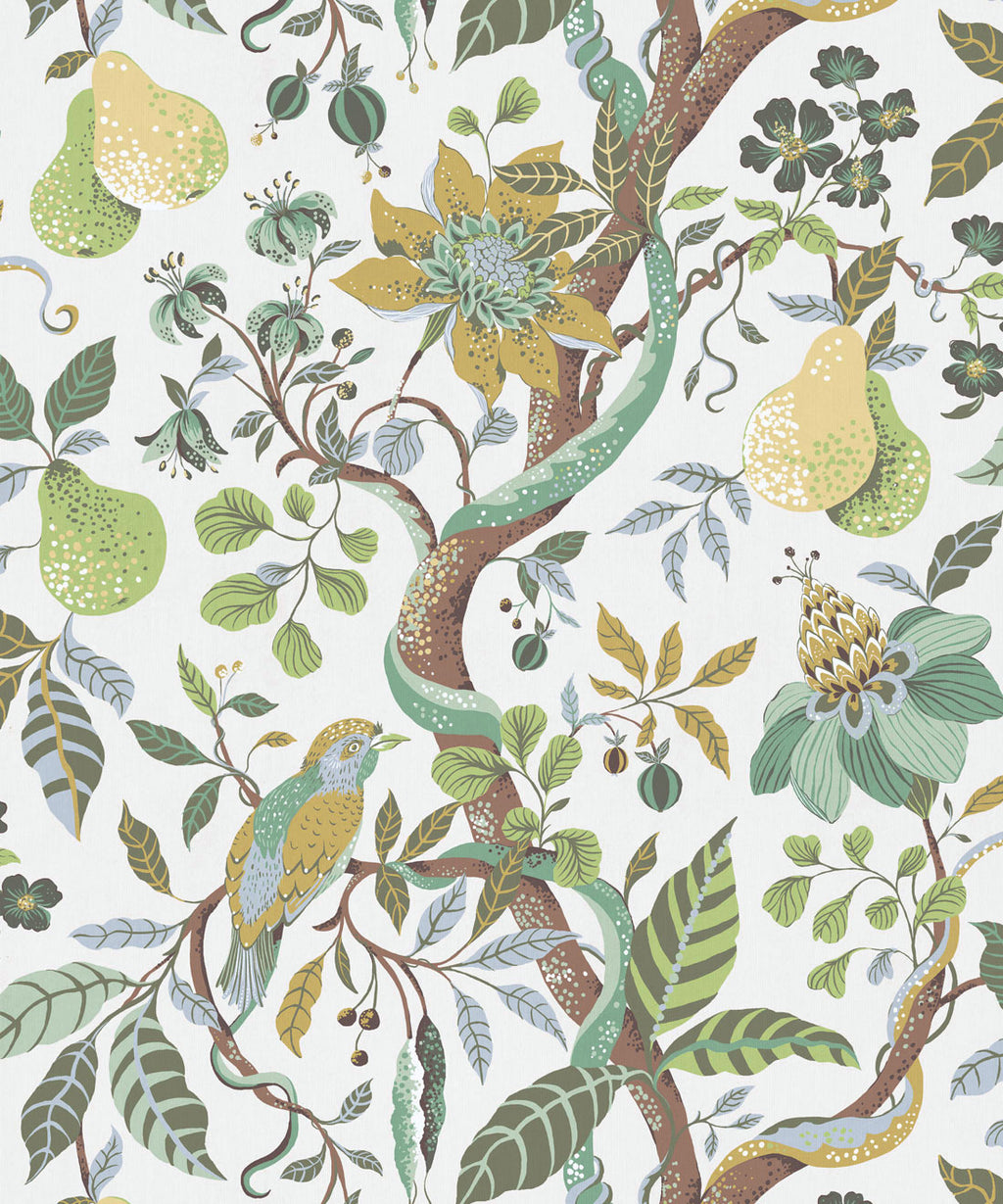 Pear Tree Decorative Textile Wallpaper, Seaglass