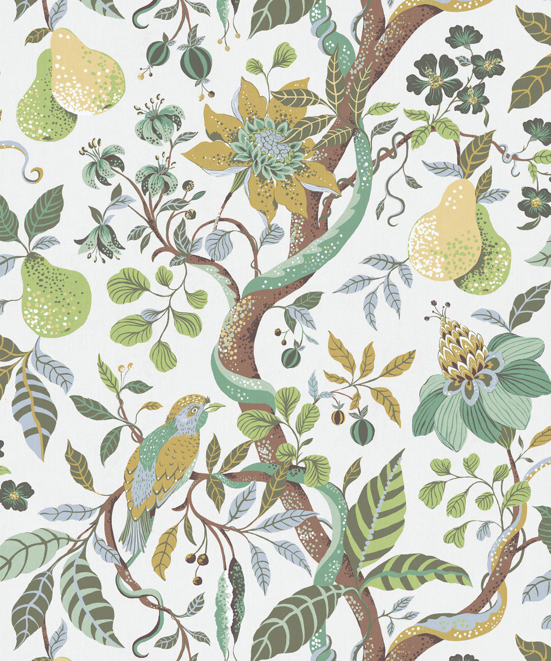 Pear Tree Decorative Textile Wallpaper, Seaglass