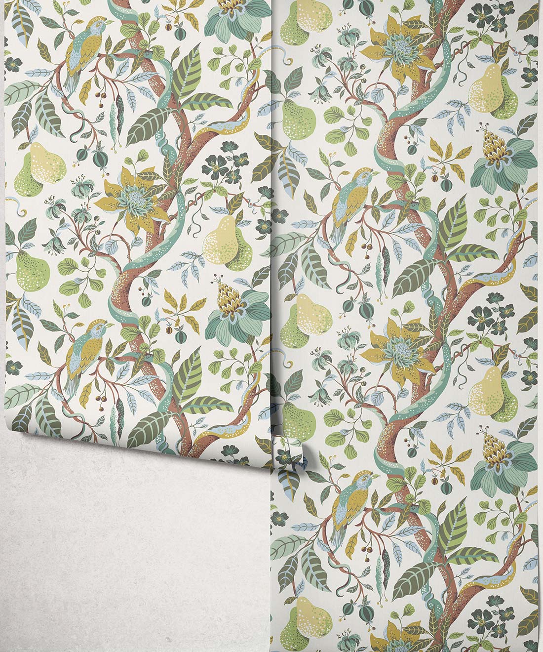 Pear Tree Decorative Textile Wallpaper, Seaglass