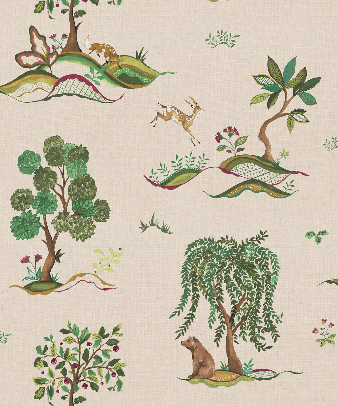 Willow Wood Decorative Textile Wallpaper, Cherry