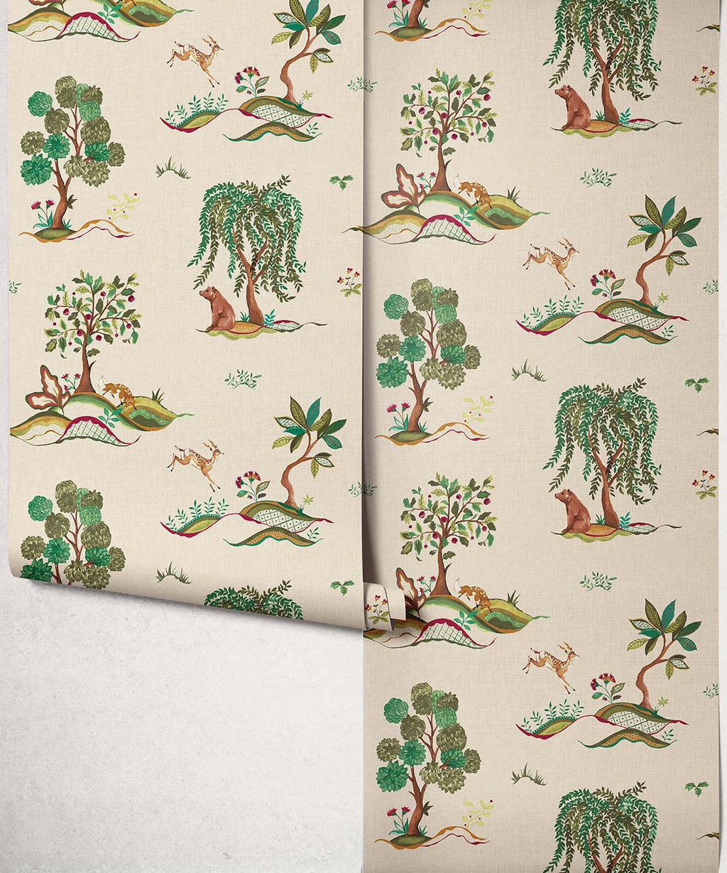 Willow Wood Decorative Textile Wallpaper, Cherry