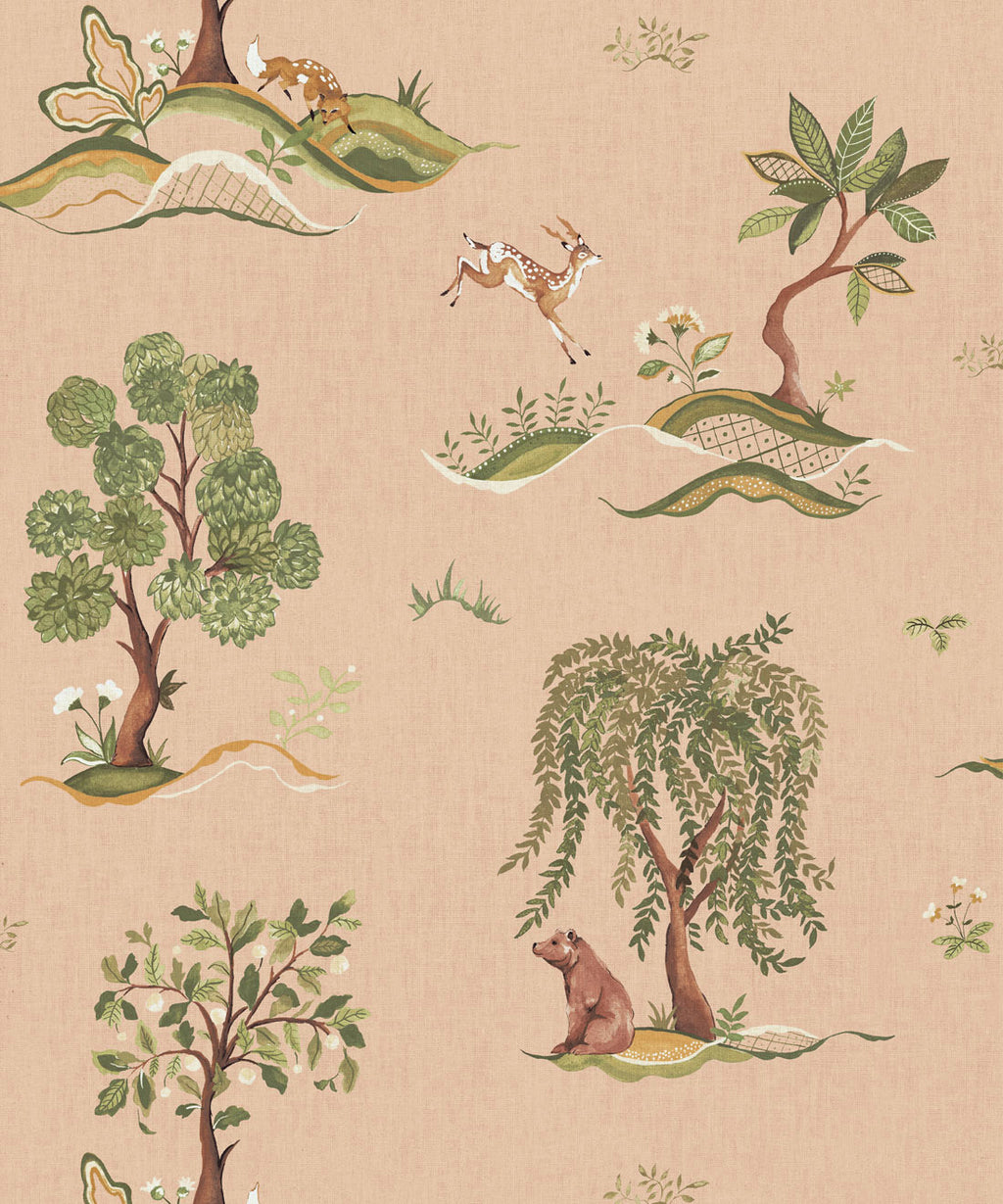 Willow Wood Decorative Textile Wallpaper, Rose