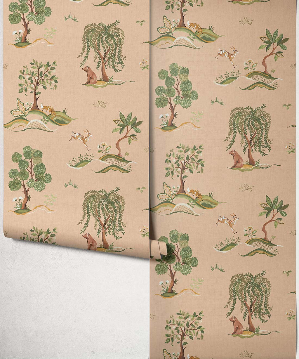 Willow Wood Decorative Textile Wallpaper, Rose