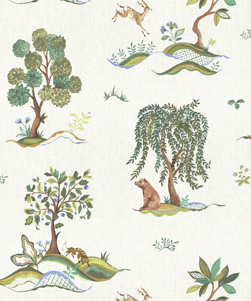 Willow Wood Decorative Textile Wallpaper, Seaglass