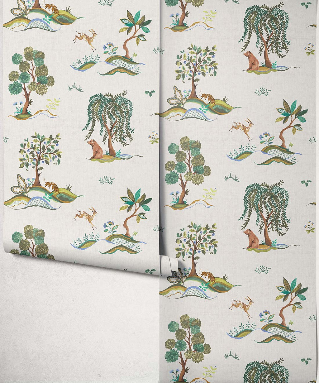 Willow Wood Decorative Textile Wallpaper, Seaglass