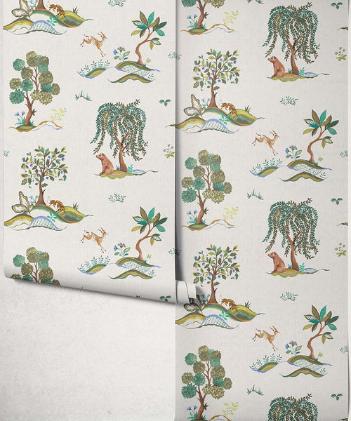 Willow Wood Decorative Textile Wallpaper, Seaglass