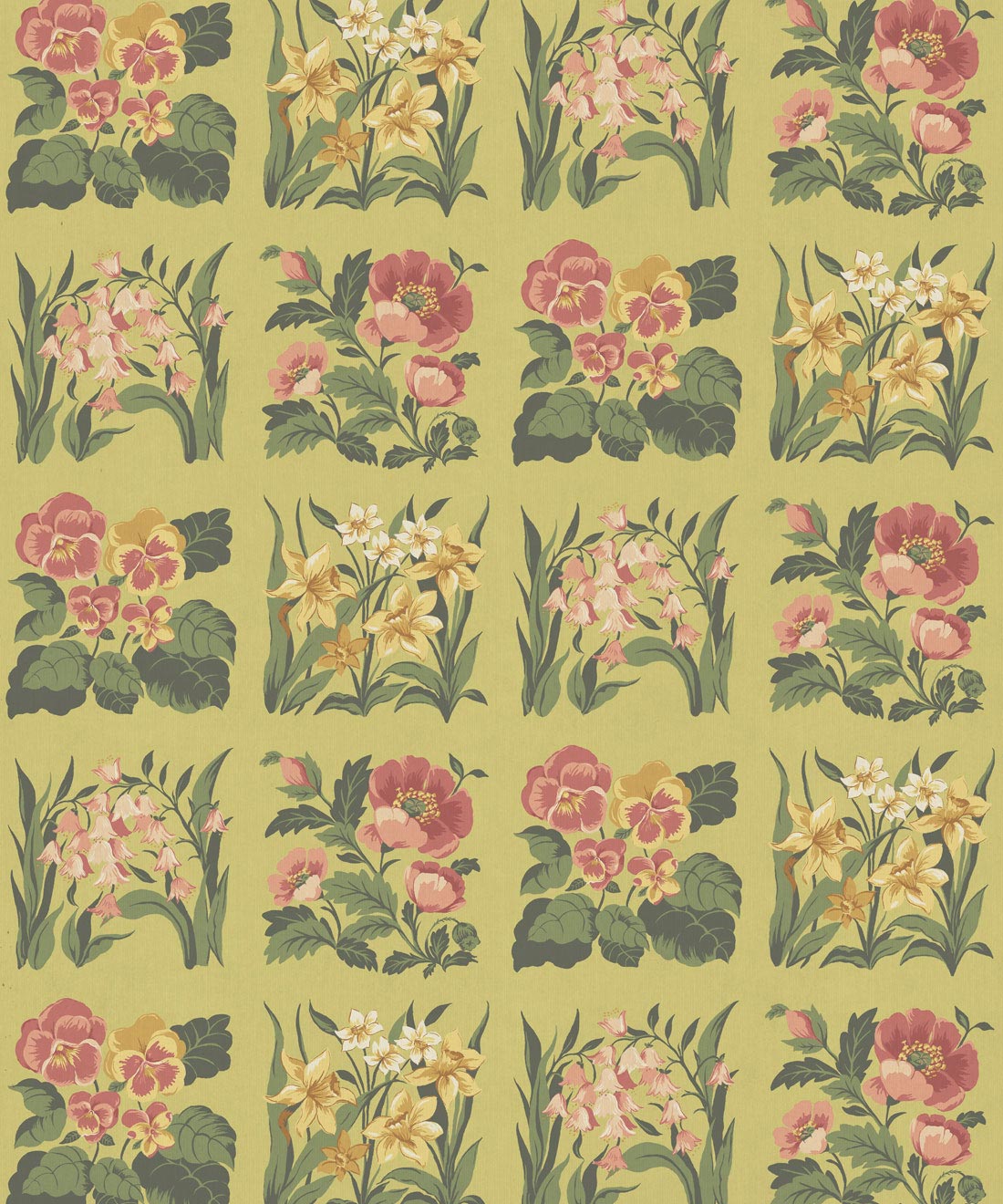 Flower Patch Decorative Textile Wallpaper, Chartreuse