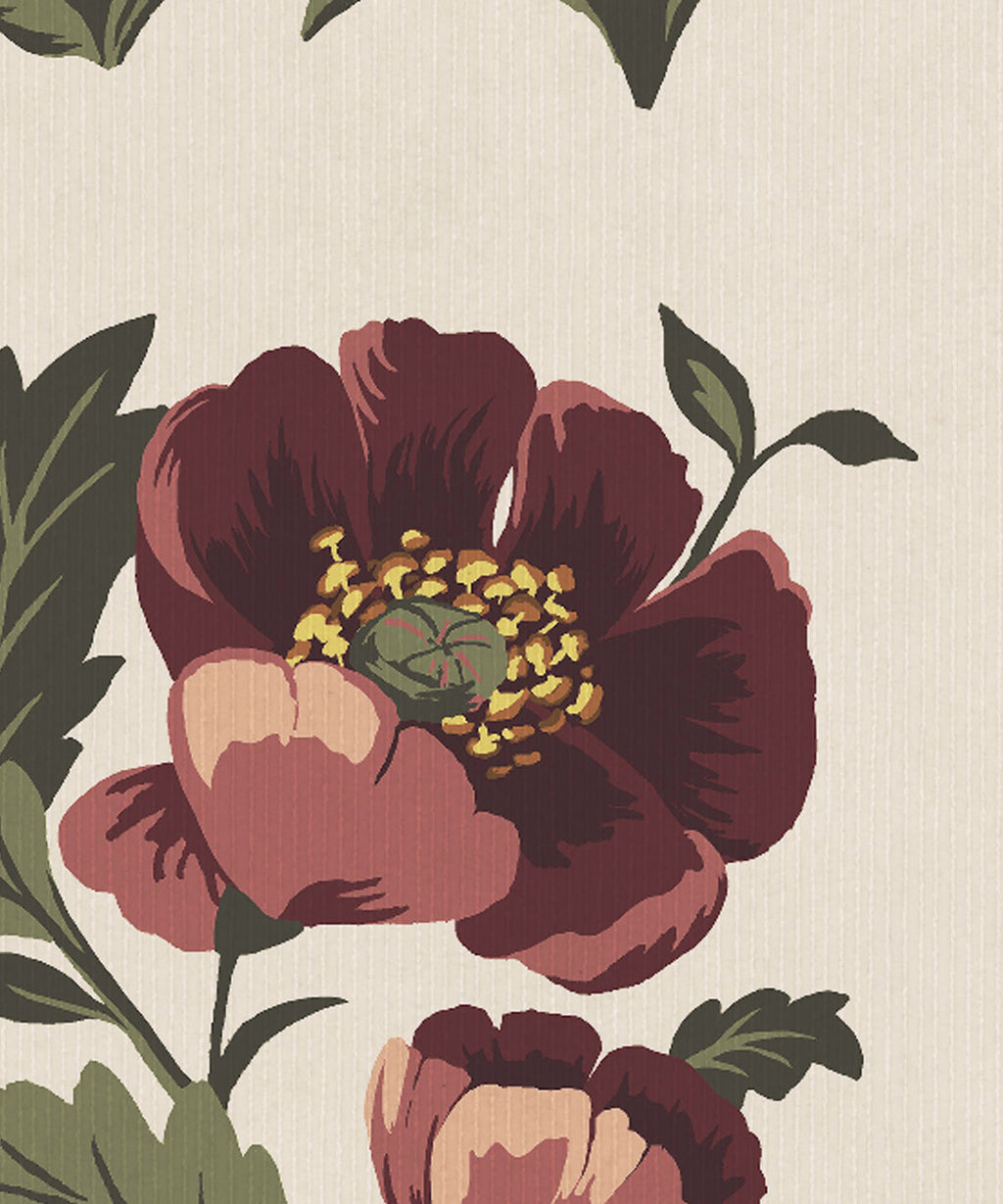Flower Patch Decorative Textile Wallpaper, Plum