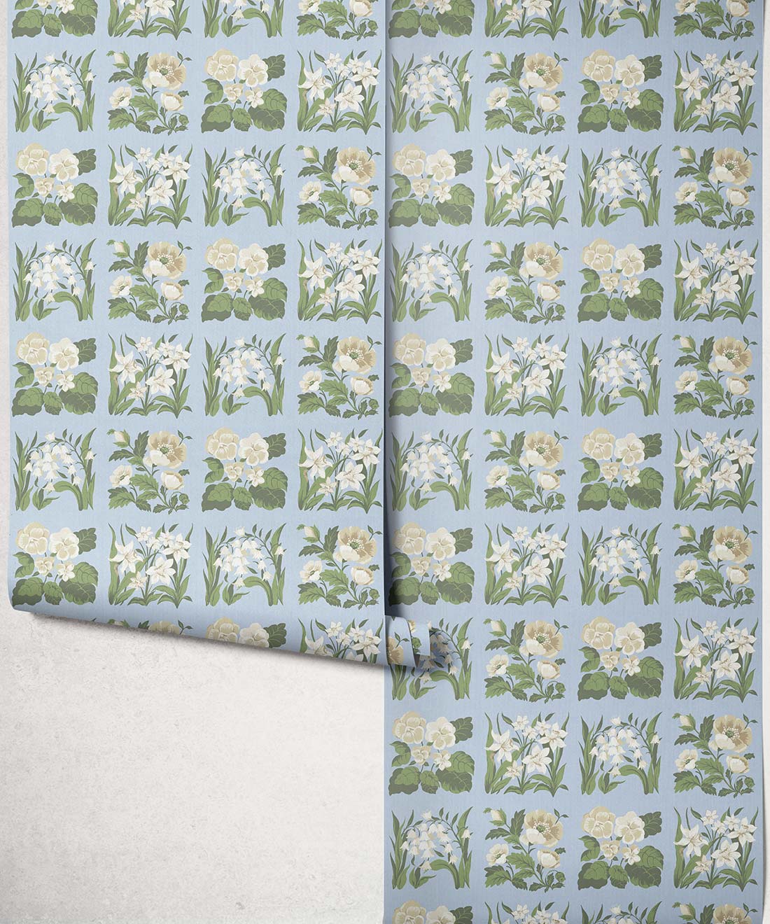 Flower Patch Decorative Textile Wallpaper, Powder