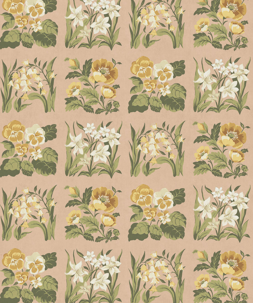 Flower Patch Decorative Textile Wallpaper, Rose
