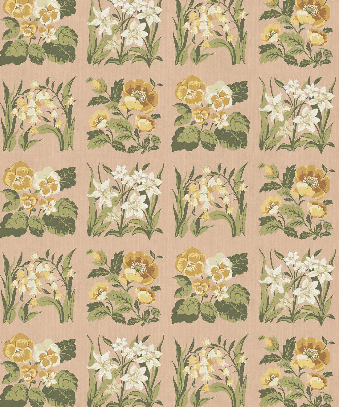 Flower Patch Decorative Textile Wallpaper, Rose