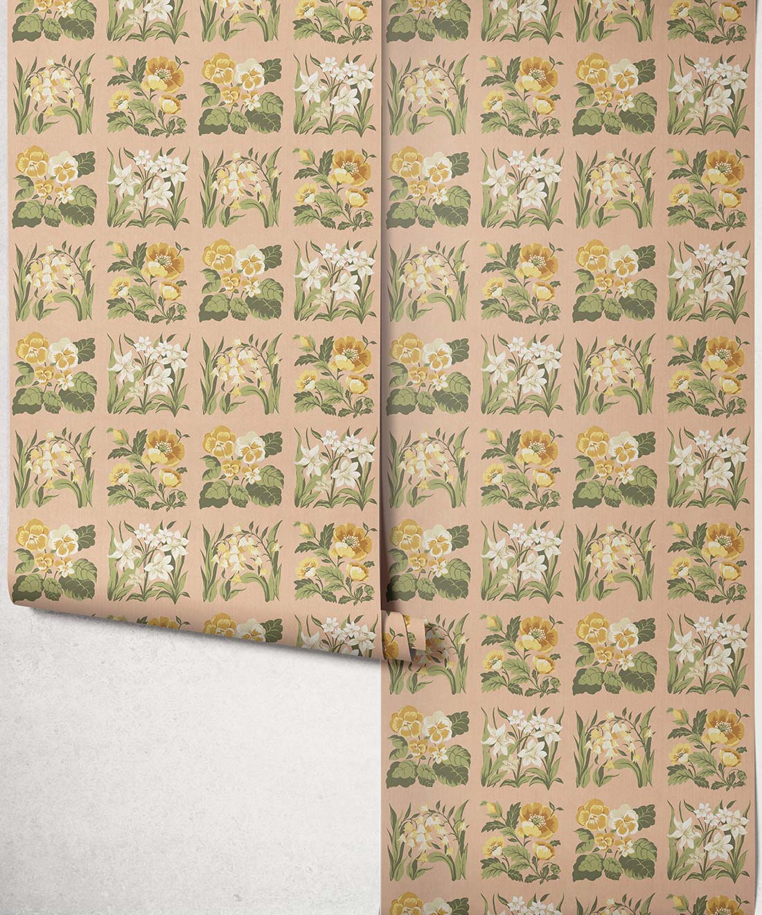Flower Patch Decorative Textile Wallpaper, Rose