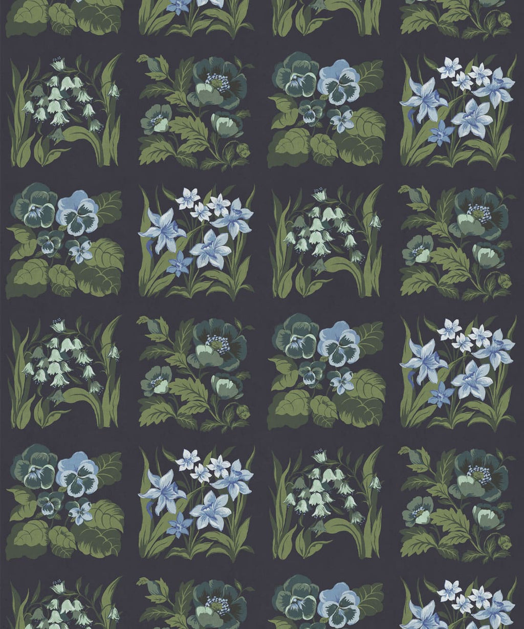 Flower Patch Decorative Textile Wallpaper, Teal