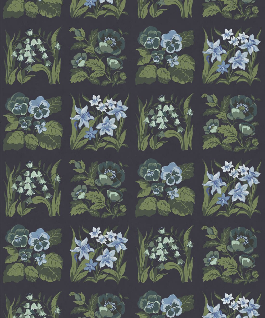 Flower Patch Decorative Textile Wallpaper, Teal