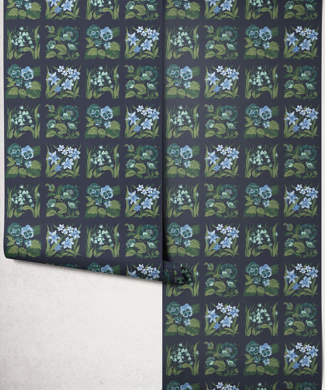 Flower Patch Decorative Textile Wallpaper, Teal