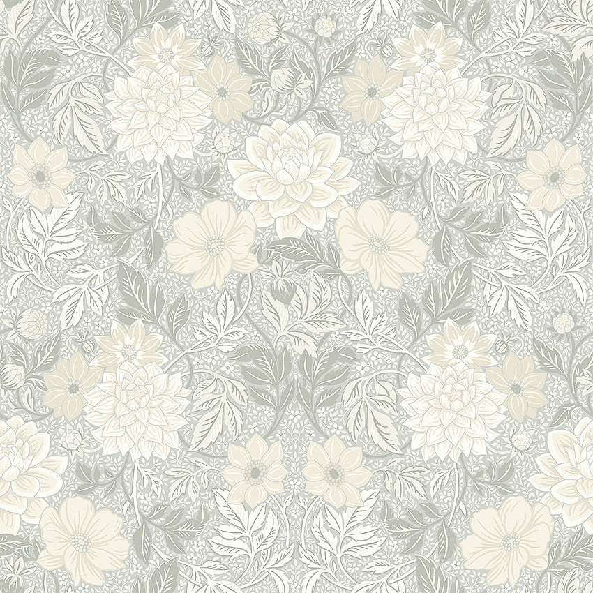 Dahlia Garden 7664 - Beige & White
