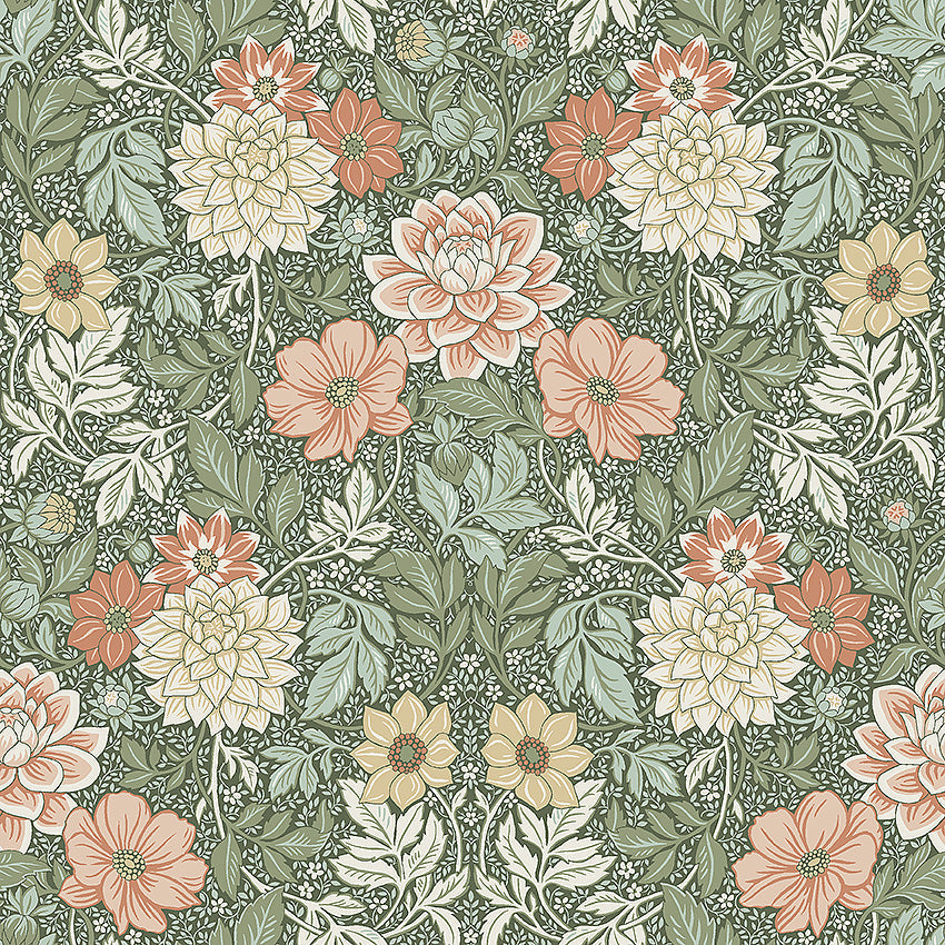 Dahlia Garden 7666 - Dark Green