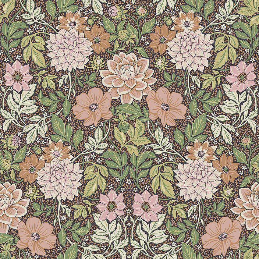 Dahlia Garden 7693 - Brown & Green