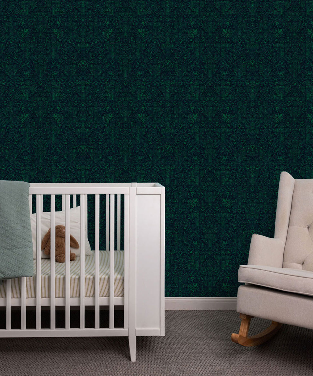 Banksia Bloom Wallpaper, Dark Green