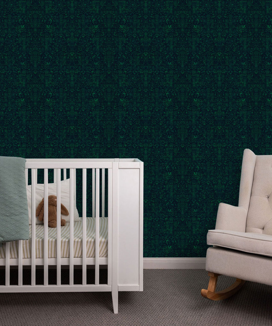 Banksia Bloom Wallpaper, Dark Green