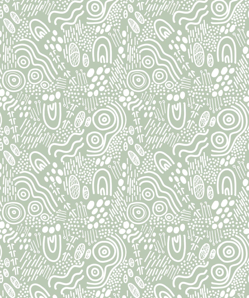 Landscapes Wallpaper, Sage & White
