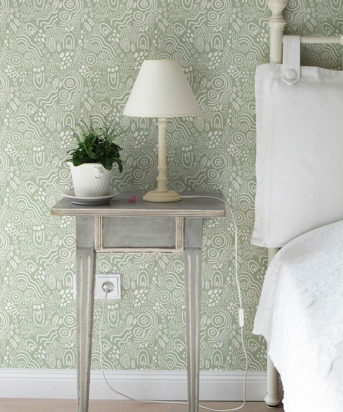 Landscapes Wallpaper, Sage & White