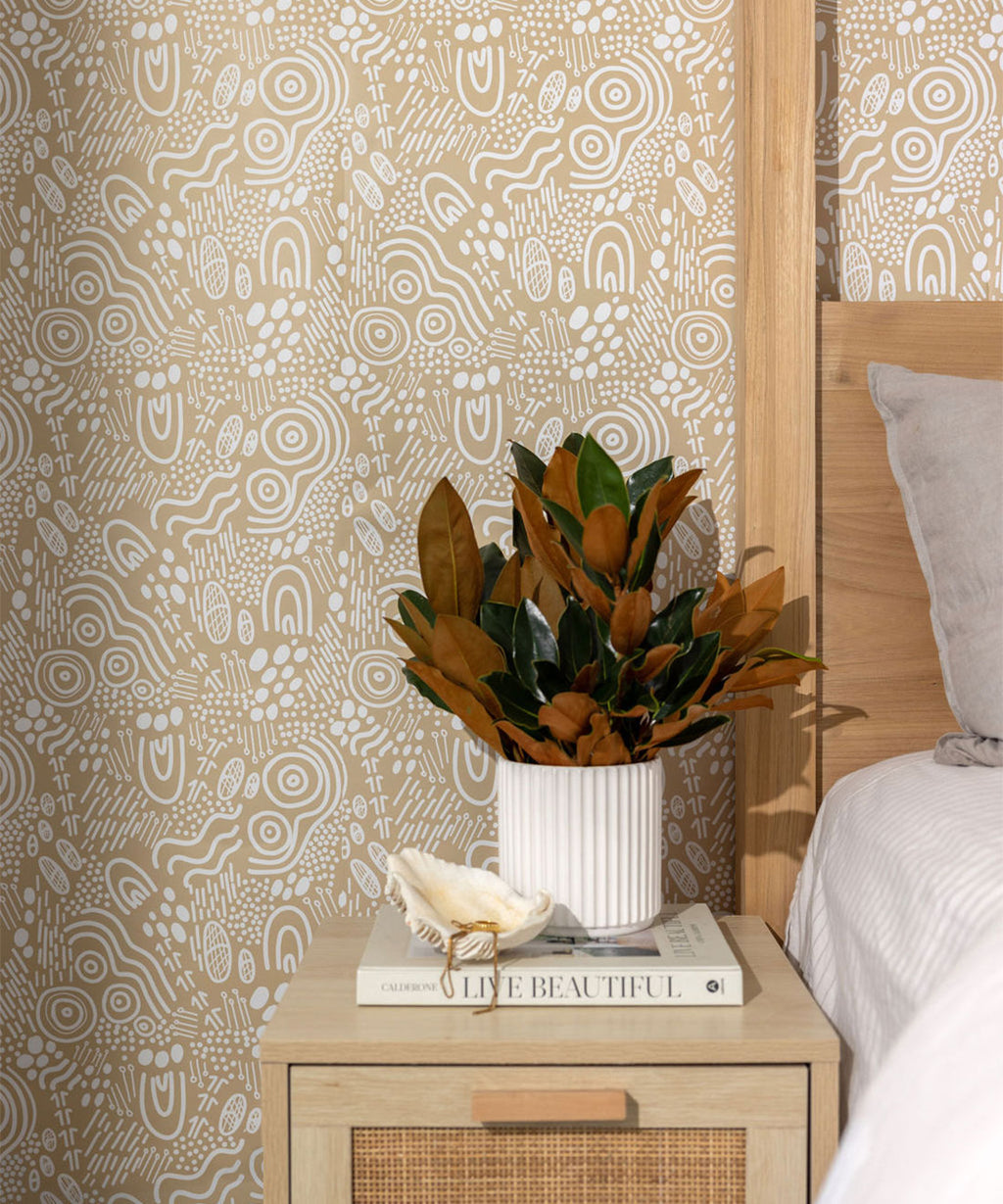 Landscapes Wallpaper, Tan & White