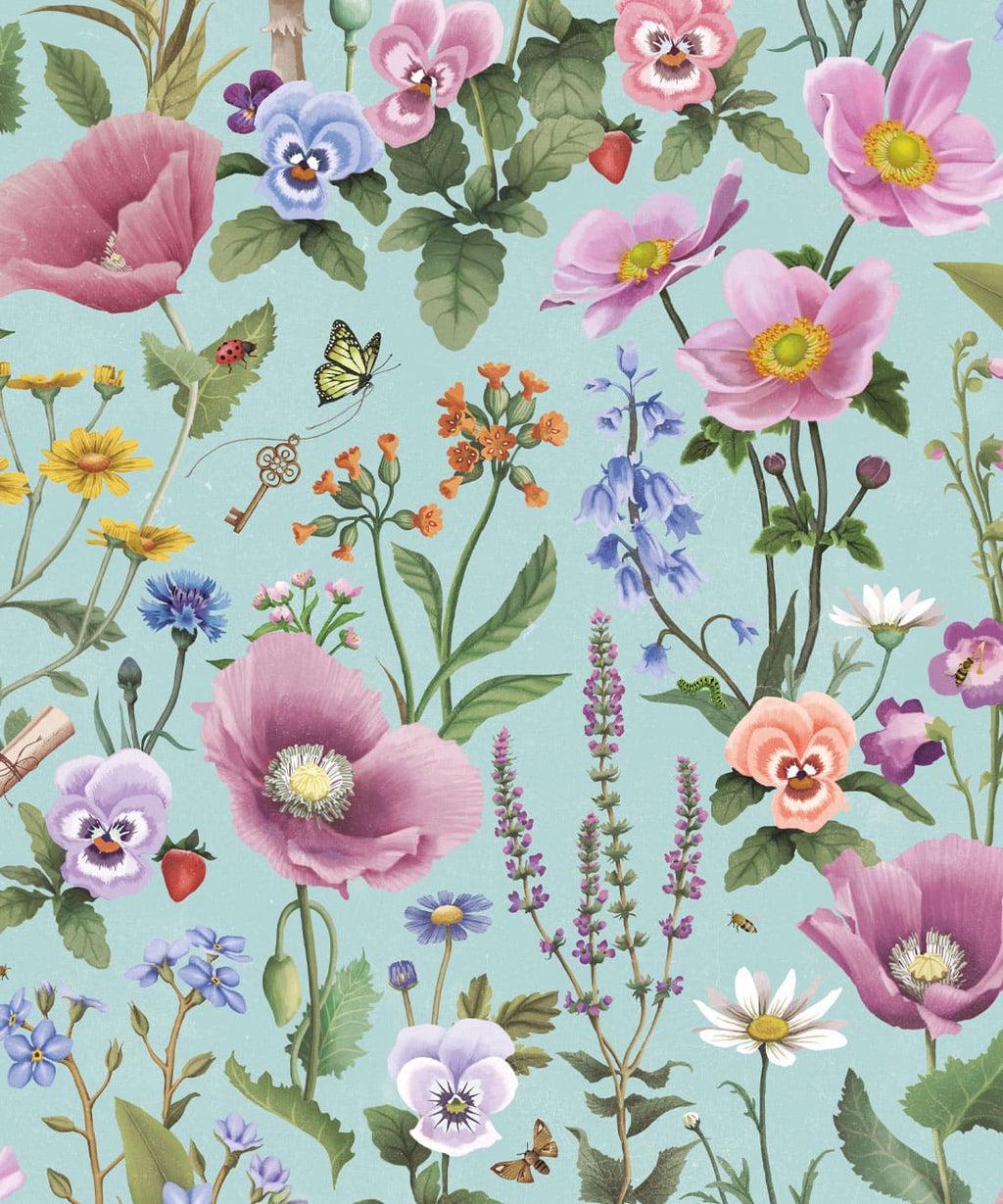 Garden of Dreams Wallpaper, Crystal Blue