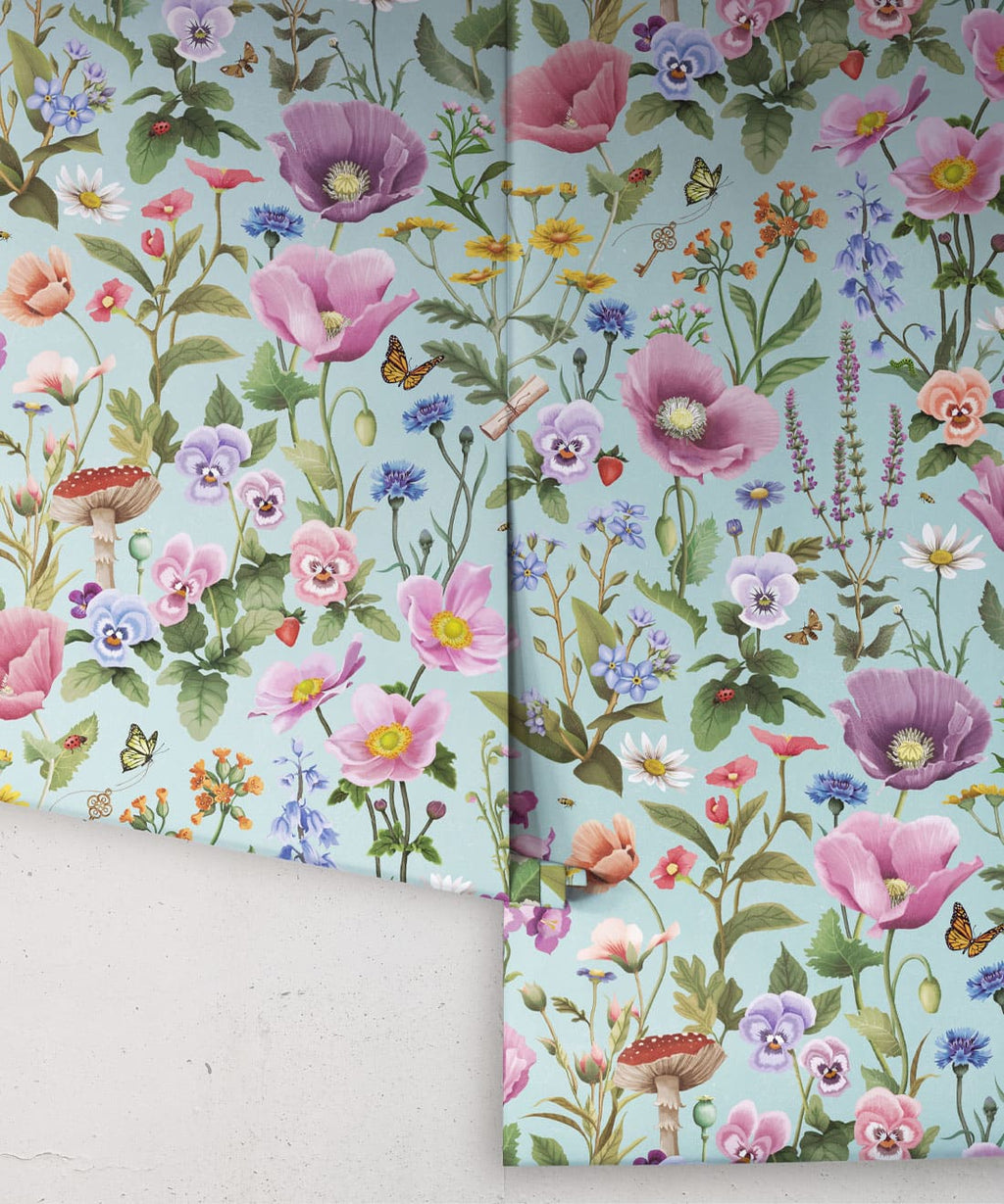 Garden of Dreams Wallpaper, Crystal Blue
